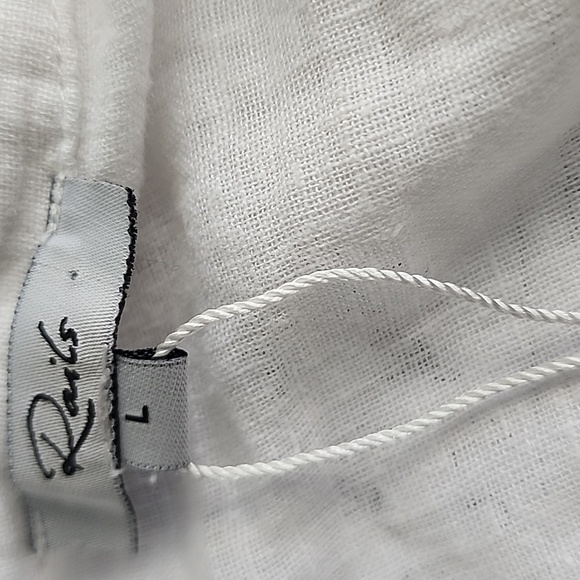 Rails Jasmine Smocked Waist Long Sleeve Linen Blend White Dress Size Large - Picture 15 of 16